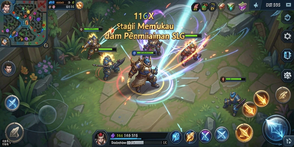 Screenshot gameplay menampilkan pertempuran strategi dinamis.