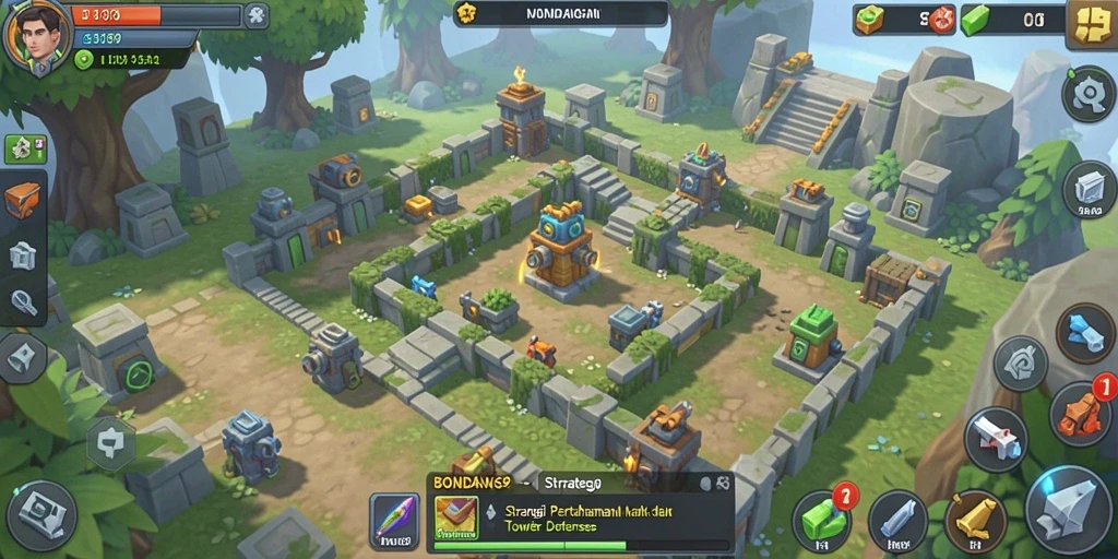 Tampilan gameplay BONDAN69 yang seru dalam strategi Tower Defense.