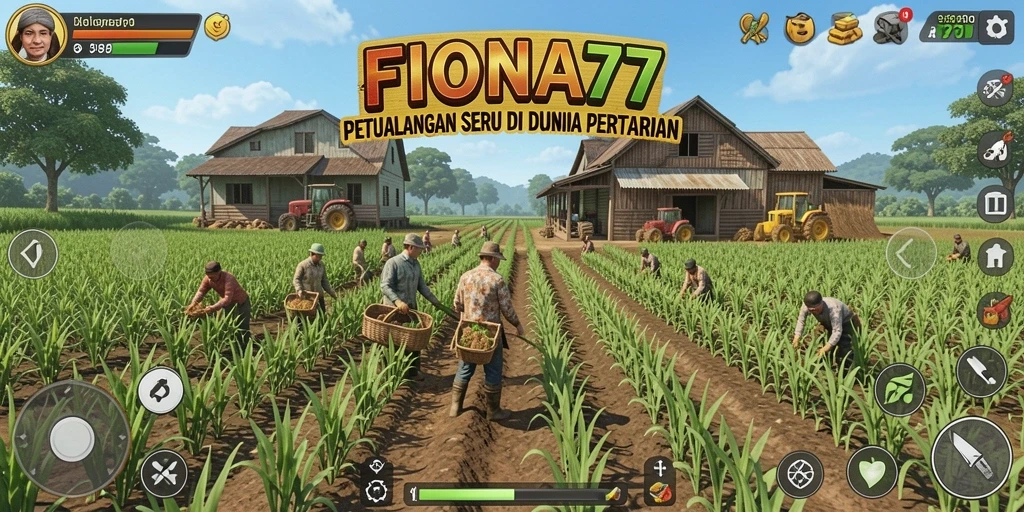 Screenshot gameplay FIONA77 menampilkan aktivitas bertani yang seru.