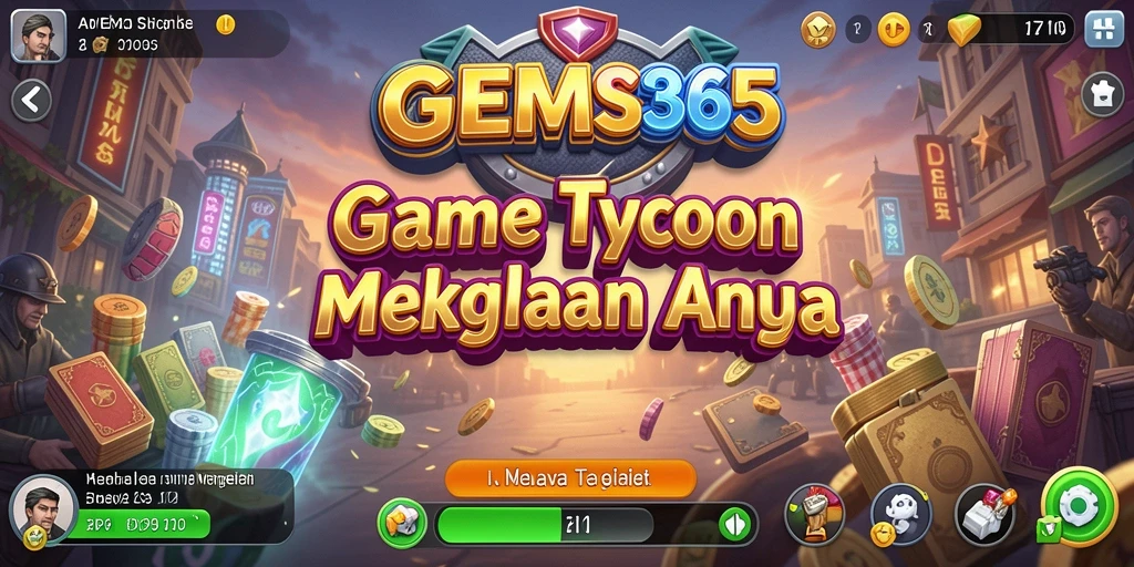 Screenshot GEMS365 menampilkan gameplay Tycoon yang seru dan strategis.