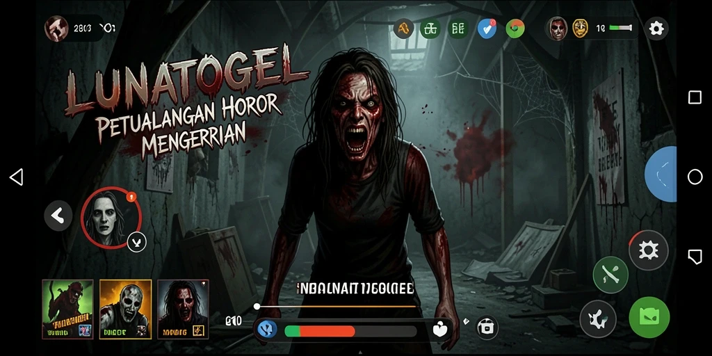 Tampilan gameplay LUNATOGEL yang menegangkan saat menjelajahi ruang gelap.