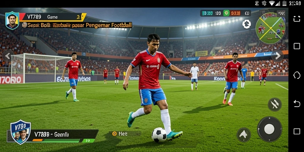 Tampilan gameplay VT789 dengan aksi sepak bola yang mendebarkan.